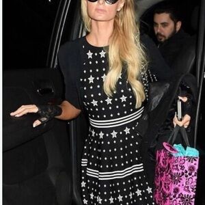 Ted Baker Mariae Jacquard skater dress,size:1,perfect for Holidays,stars,black